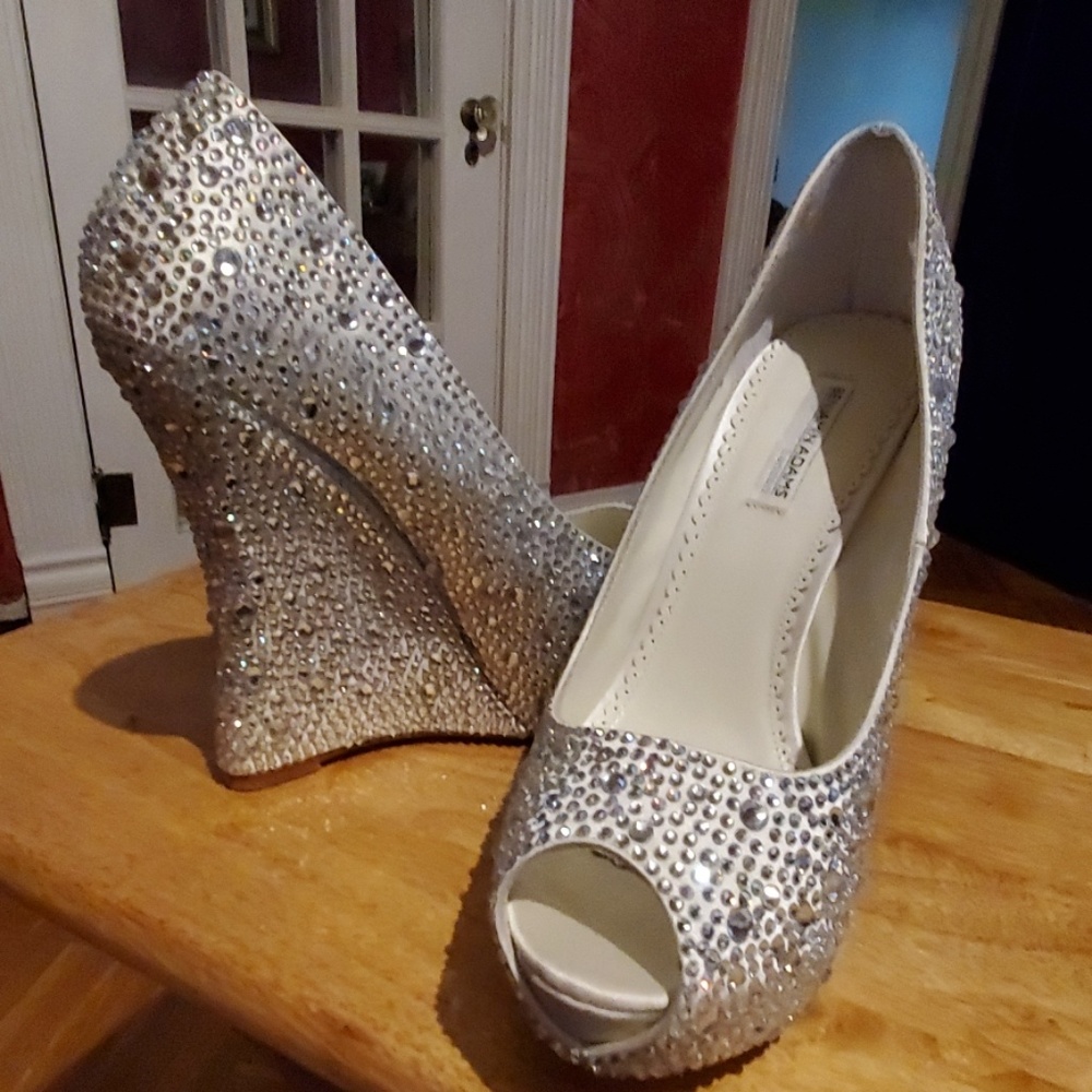 Benjamin Adams Swarovski crystal bridal wedges.